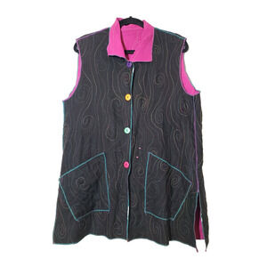 ELLEN HAUPTLI Jacket Womens Large Art to Wear Lagenlook Top Reversible Colorful